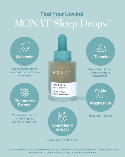 A clean, informative infographic-style ad that highlights the key natural ingredients within the Sleep Drops product to build consumer confidence.